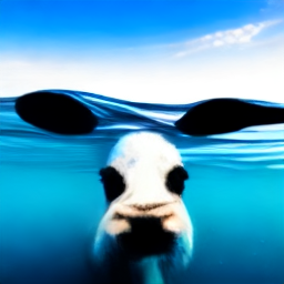 A cow in the ocean