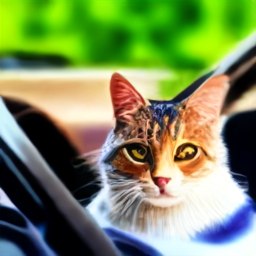 Cats driving a car