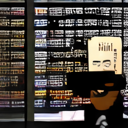 A mysterious man staring at a computer screen