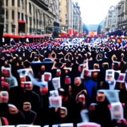 Protesters at the French Government Building protesting the JavaScript ban