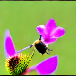 Bees pollinating flowers