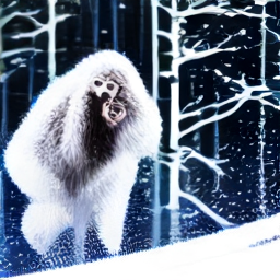 Yeti in a snowy mountain